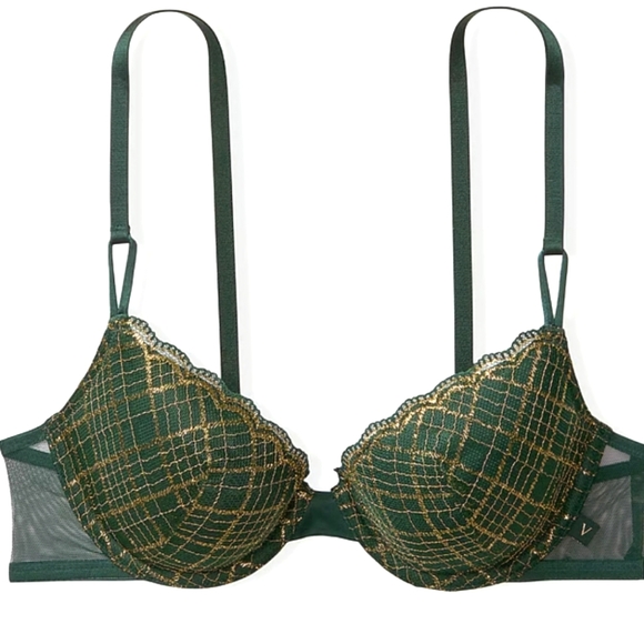 Victoria's Secret Other - Victoria's Secret 36DDD Demi Bra, Emerald Green w/ Golden stitching 😍 Like New